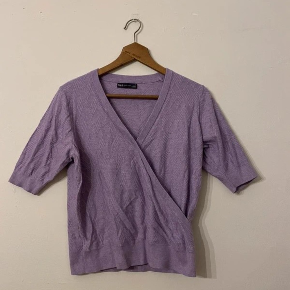 Mossimo Lavender Short Sleeve Wrap Sweater